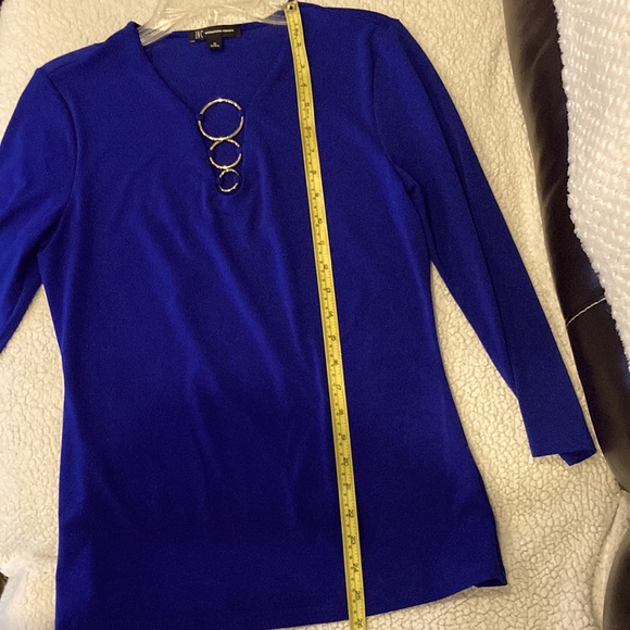 Intl. Concepts - Periwinkle Blue Elegant pull Over Blouse with gold accents - Picture 6 of 6